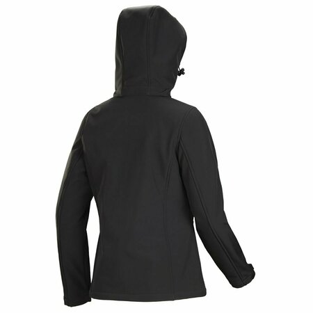 Pioneer Women's Heated Softshell Jacket, 4 Settings, 4-Way Stretch, Detachable Hood, Black, 3XL V3210570U-3XL
